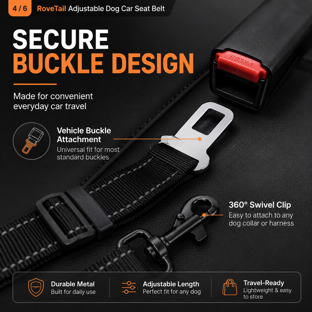 RoveTail™ Adjustable Dog Car Seat Belt
