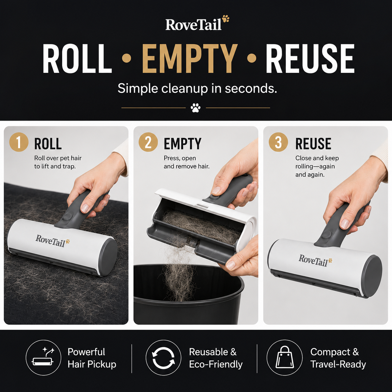 RoveTail™ Pet Hair Remover Roller