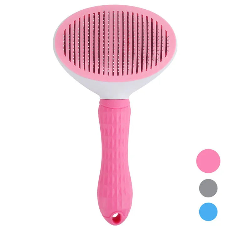 Pet grooming cat brush self-cleaning pet dog massage brush for short and long hair animals