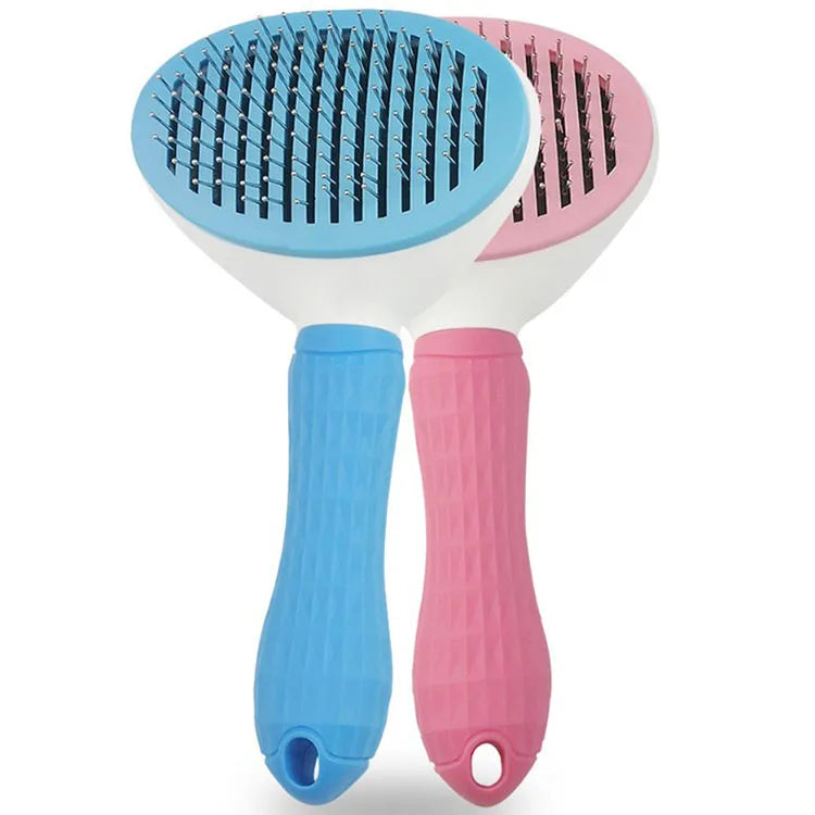 Pet grooming cat brush self-cleaning pet dog massage brush for short and long hair animals
