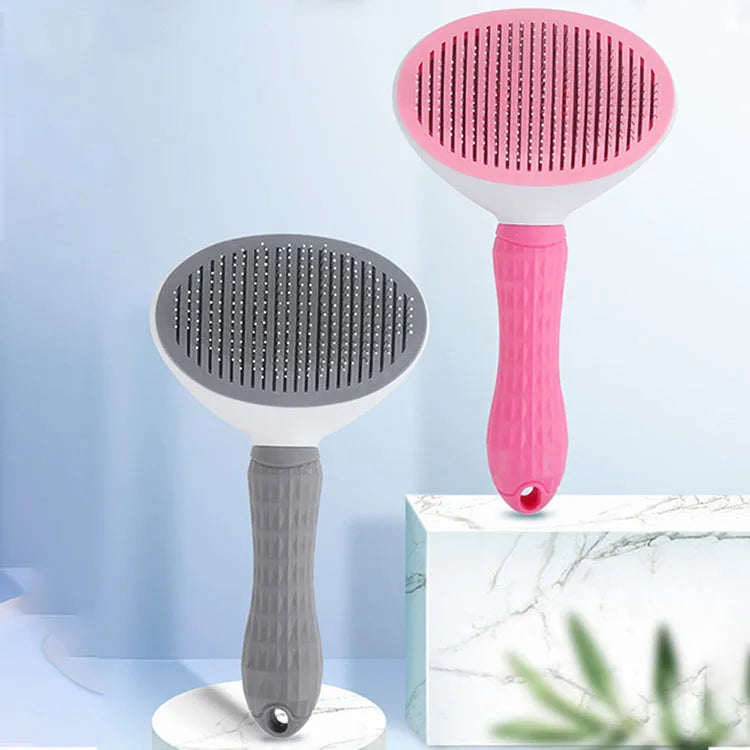 Pet grooming cat brush self-cleaning pet dog massage brush for short and long hair animals