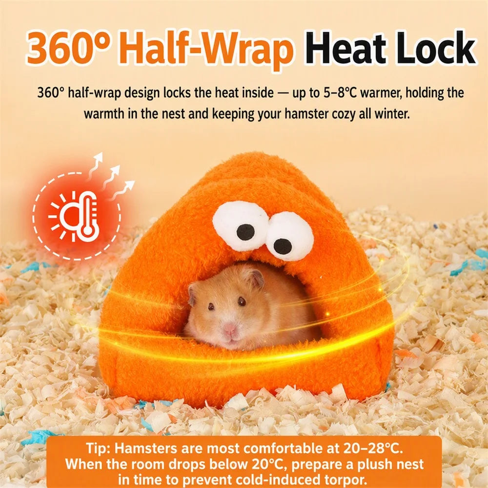 Halloween Monster Style Big-eyed Hamster Nest Winter Warm Fleece Small Pet Bed Pearl Velvet Sleep Cave Suitable for Small Animals