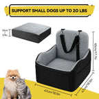 Car Safety Seat for Small Dogs with Storage Bag - Removable, Washable Pet Booster Seat with Seatbelt, Suitable for Travel