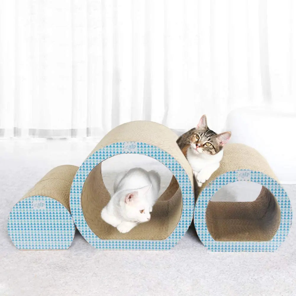 All Paws 3-in-1 Cat Accessories Cave Scratcher Lounge Cardboard Cat Scratcher Durable Cat Scratcher with Catnip