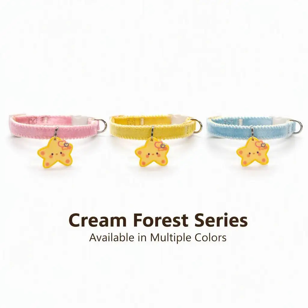 Dog Necklaces and Cat Collars - Cute Cartoon Star Style Adjustable Pet Accessories Suitable for Small Dogs, Polyester Material