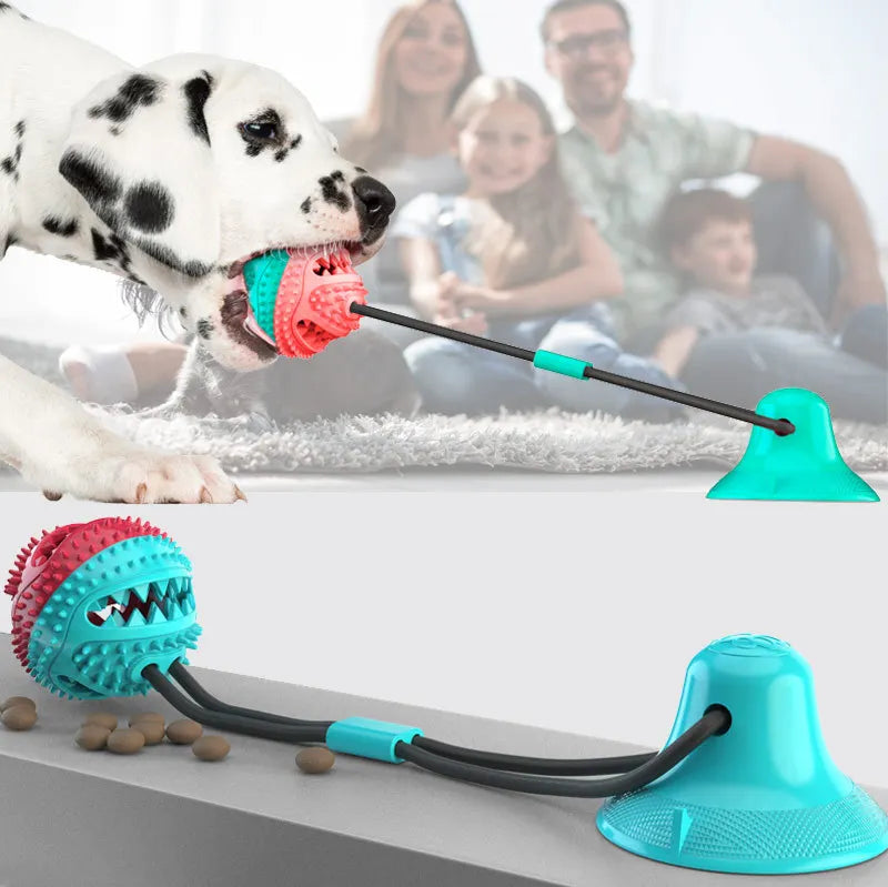 Dog chew toy, with food leakage function, with suction cup, chew-resistant, wear-resistant, suitable for chewing and playing, pet supplies accessories
