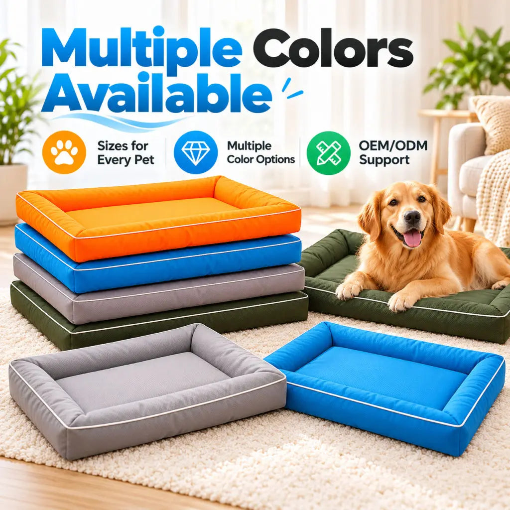 Waterproof and durable Oxford cloth dog bed, non-slip surface, sturdy rectangular design, suitable for cats and dogs