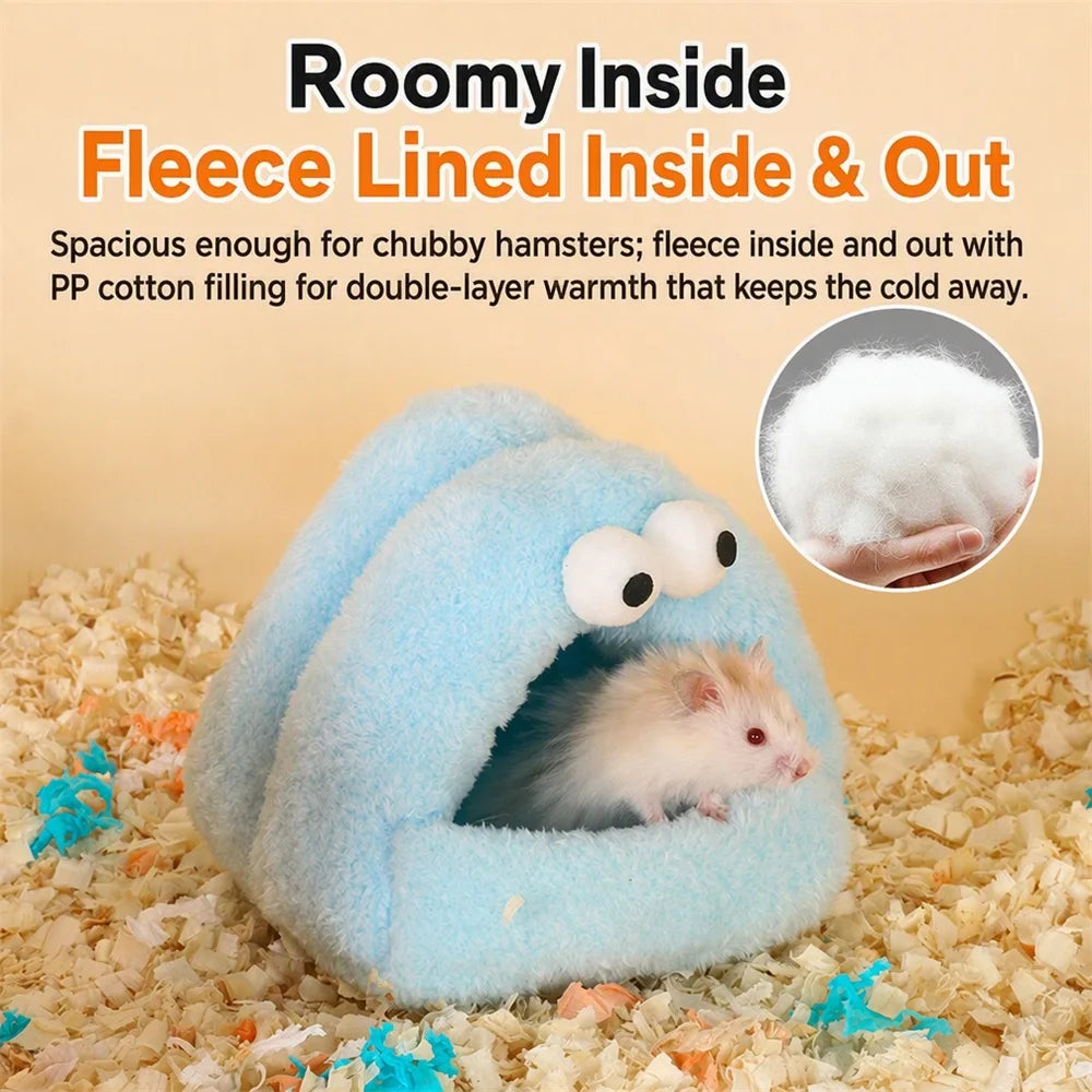 Halloween Monster Style Big-eyed Hamster Nest Winter Warm Fleece Small Pet Bed Pearl Velvet Sleep Cave Suitable for Small Animals