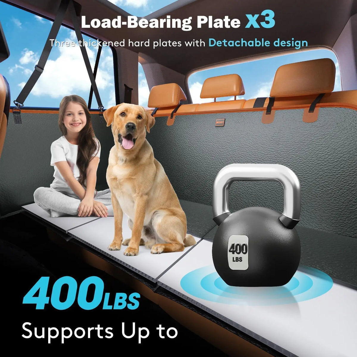 Upgraded Material Leather Pet Dog Rear Car Seat Extender - Waterproof Pet Rear Seat Cover with Mesh Windows