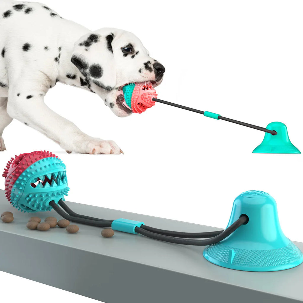 Dog chew toy, with food leakage function, with suction cup, chew-resistant, wear-resistant, suitable for chewing and playing, pet supplies accessories
