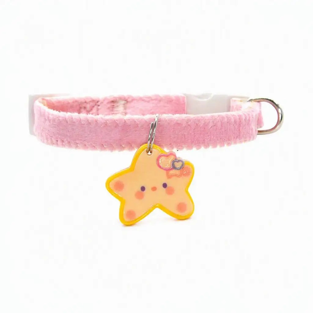 Dog Necklaces and Cat Collars - Cute Cartoon Star Style Adjustable Pet Accessories Suitable for Small Dogs, Polyester Material