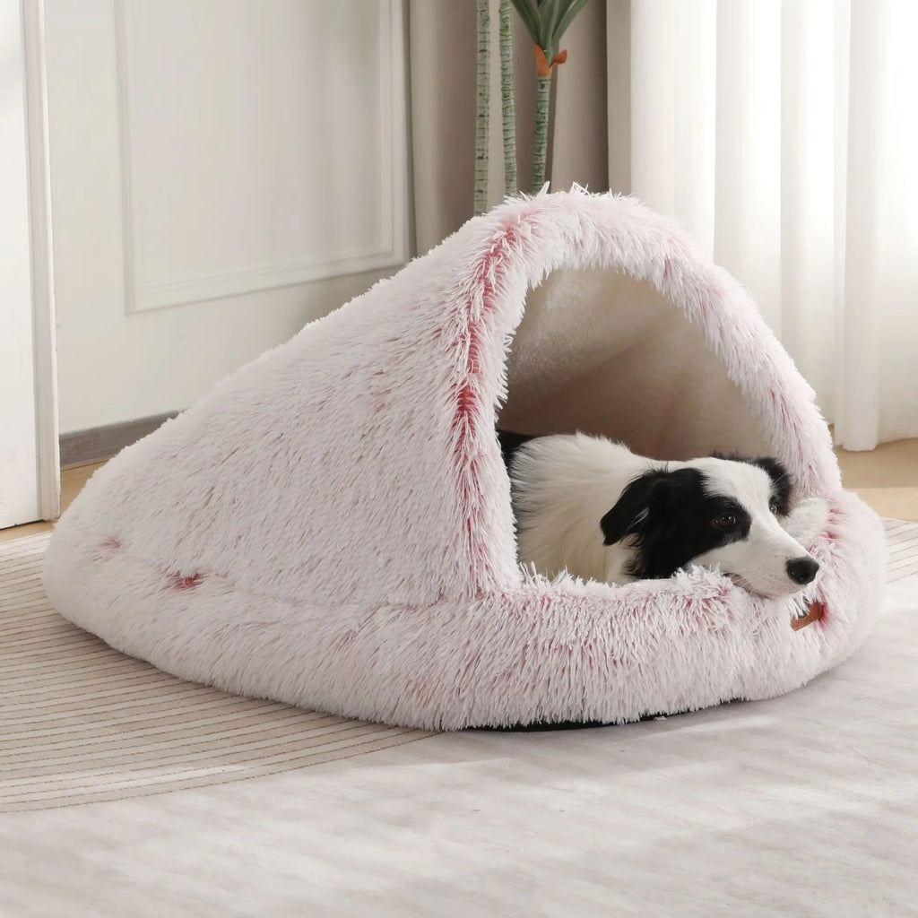 Winter Warmth-Insulating Eco-Friendly Square Fiber Animal Pattern Enclosed Dog Bed with Memory Foam Filling, Hand Washable