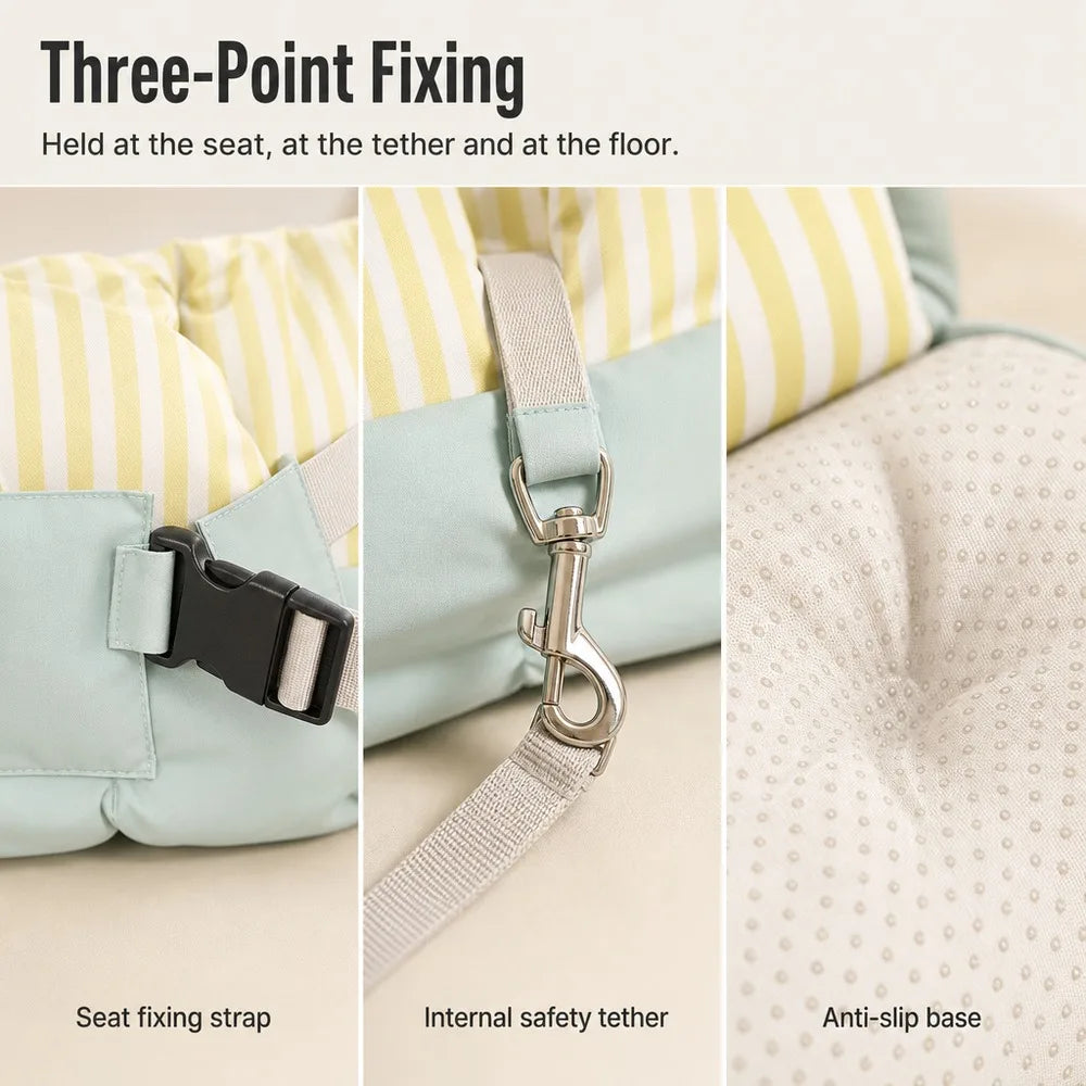 Multi-functional pet car seat, harness and small dog bed