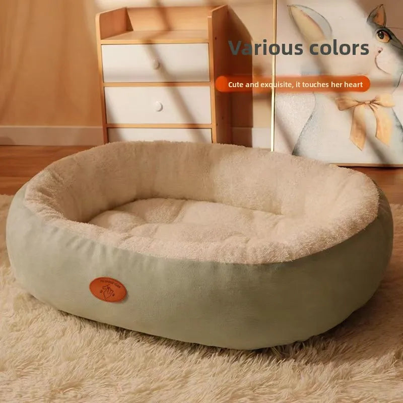 New breathable waterproof oval polyester pet bed, suitable for medium/large dogs and cats, usable all year round, no assembly required
