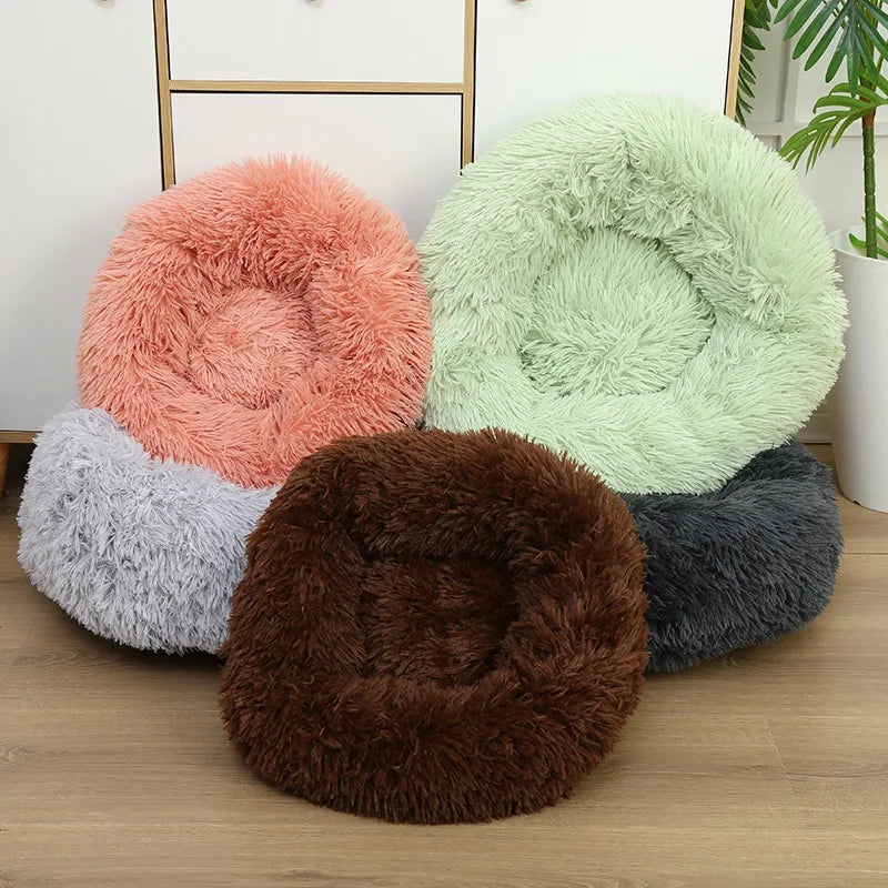 Plush dog bed, soft, environmental-friendly, comfortable, donut-shaped cat bed, washable, fashionable bed suitable for summer and winter pet dog bed