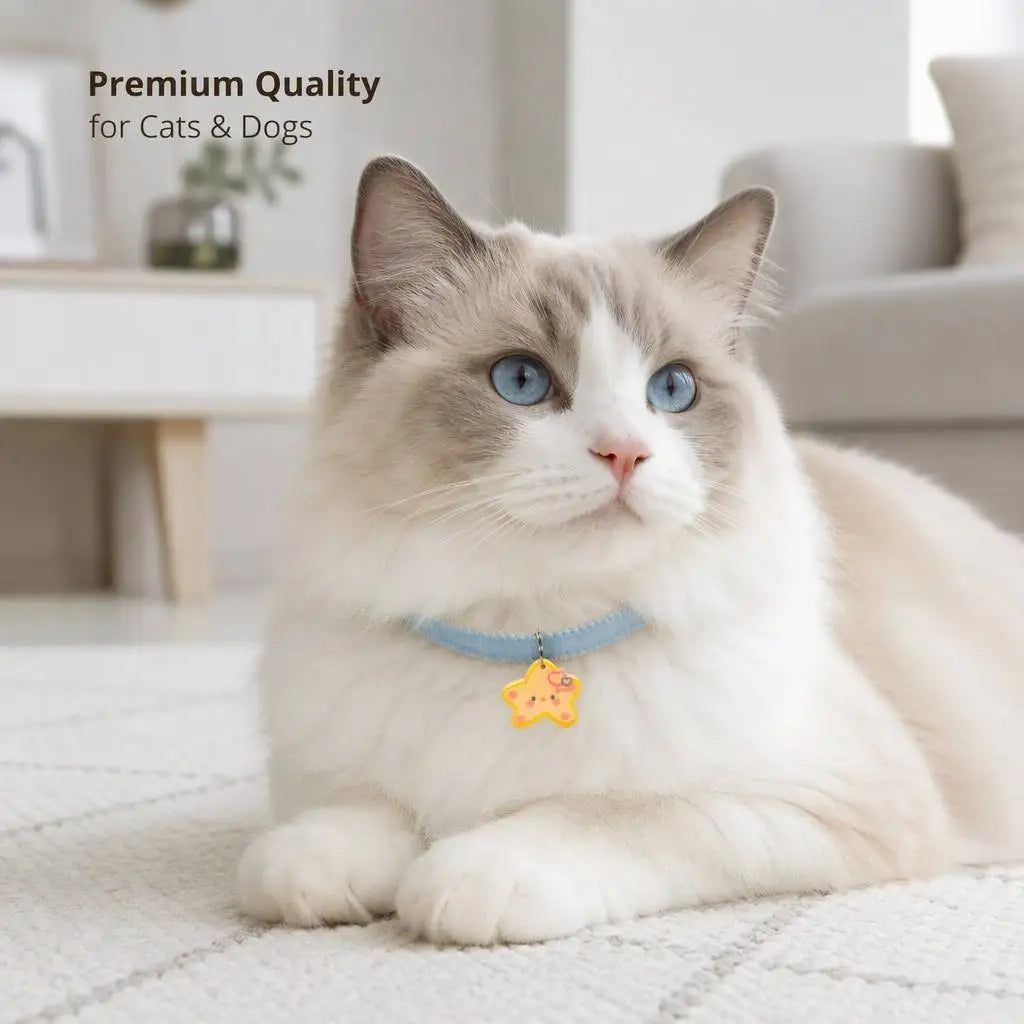 Dog Necklaces and Cat Collars - Cute Cartoon Star Style Adjustable Pet Accessories Suitable for Small Dogs, Polyester Material