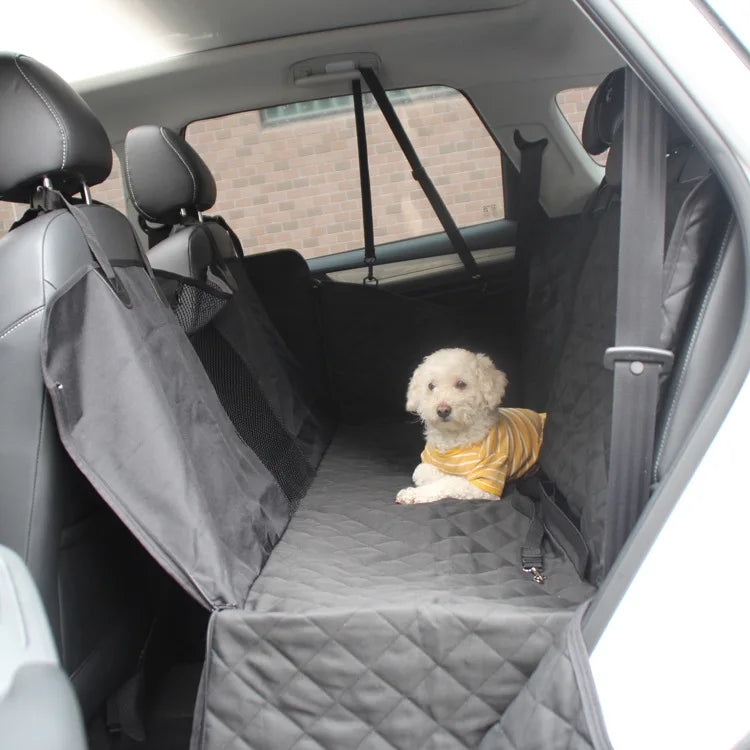 Quilted dog car seat covers with hammock and bench styles, suitable for the rear seat