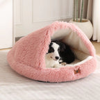 Winter Warmth-Insulating Eco-Friendly Square Fiber Animal Pattern Enclosed Dog Bed with Memory Foam Filling, Hand Washable