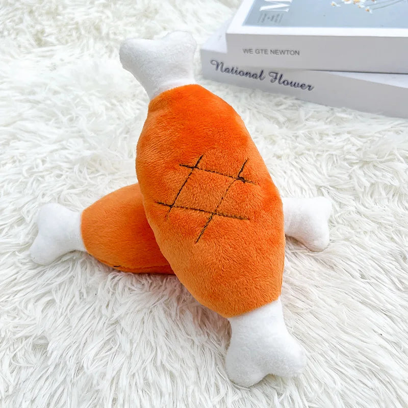Dog Bone Chicken Leg Fruit Carrot Plush Squeaky Anti-Chew Pet Toys for Dogs and Cats