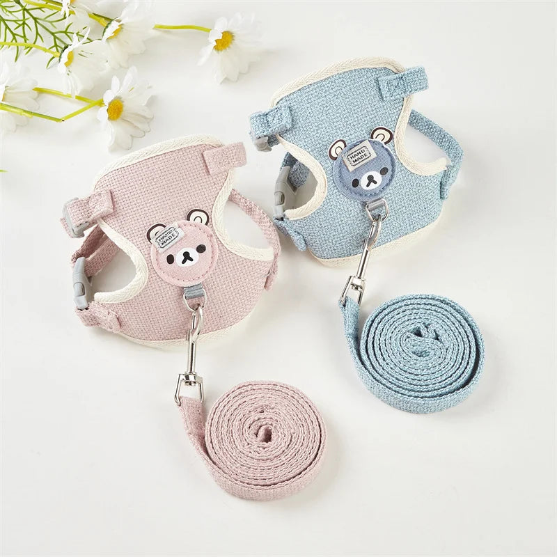 Adjustable vest-style pet harness breathable dog leash set, suitable for small dogs, cats, rabbits