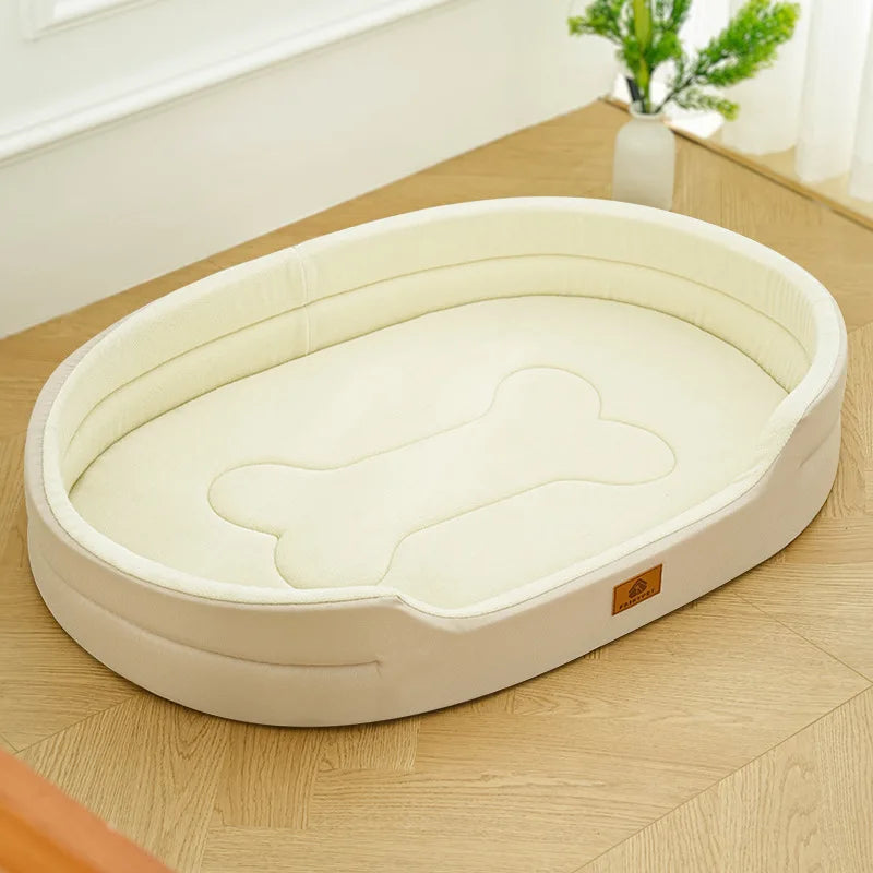 Bite-Resistant Oxford Cloth Dog and Cat Cave Bed Orthopedic Support Bed for Large Dogs Oval Four Seasons Warm Fashionable Modern