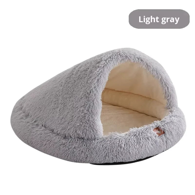 Winter Warmth-Insulating Eco-Friendly Square Fiber Animal Pattern Enclosed Dog Bed with Memory Foam Filling, Hand Washable