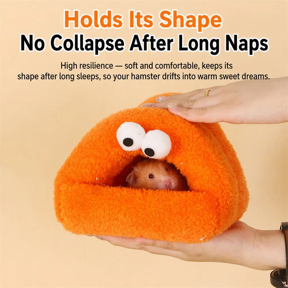 Halloween Monster Style Big-eyed Hamster Nest Winter Warm Fleece Small Pet Bed Pearl Velvet Sleep Cave Suitable for Small Animals