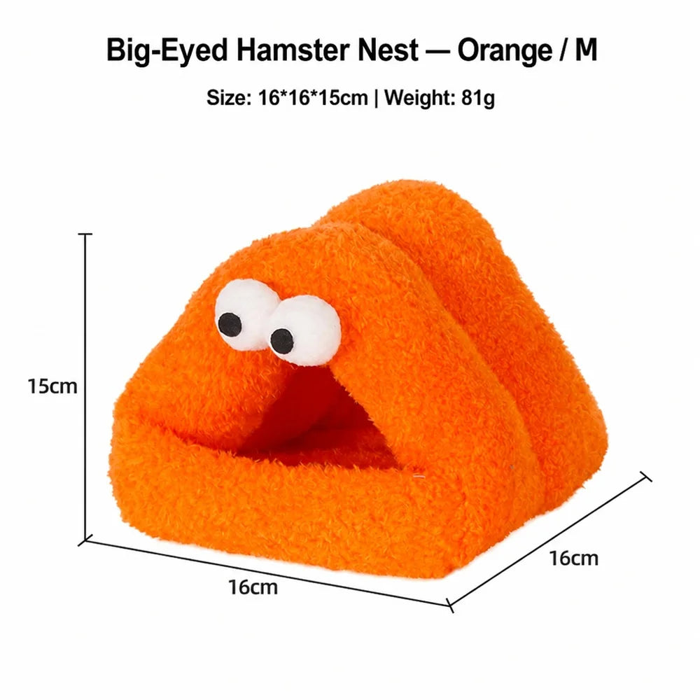 Halloween Monster Style Big-eyed Hamster Nest Winter Warm Fleece Small Pet Bed Pearl Velvet Sleep Cave Suitable for Small Animals