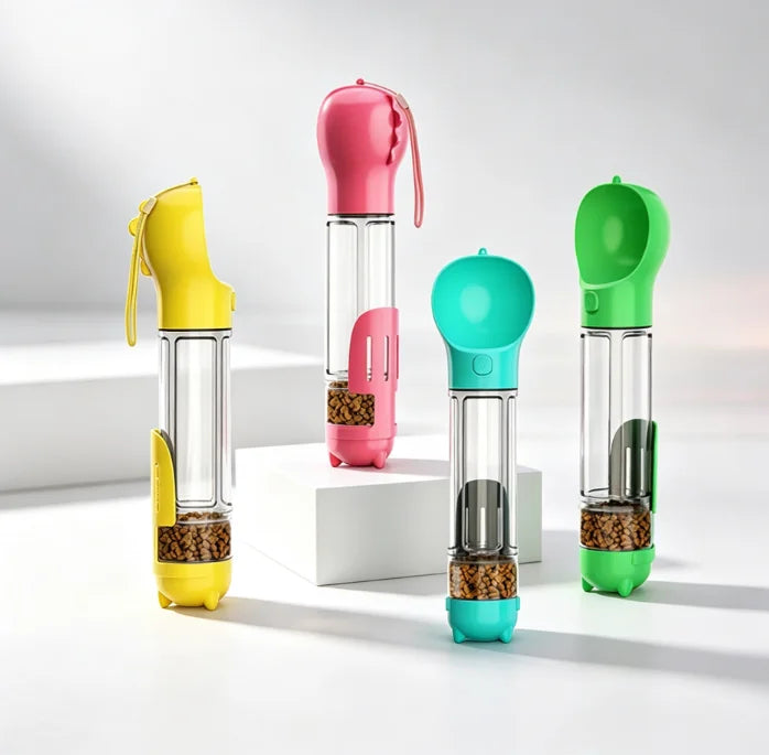4-in-1 Dog Water Bottle Cat Supplies Pet Supplies with Poop Scoop and Poop Bags Dog Pet Portable Water Dispenser Bowl