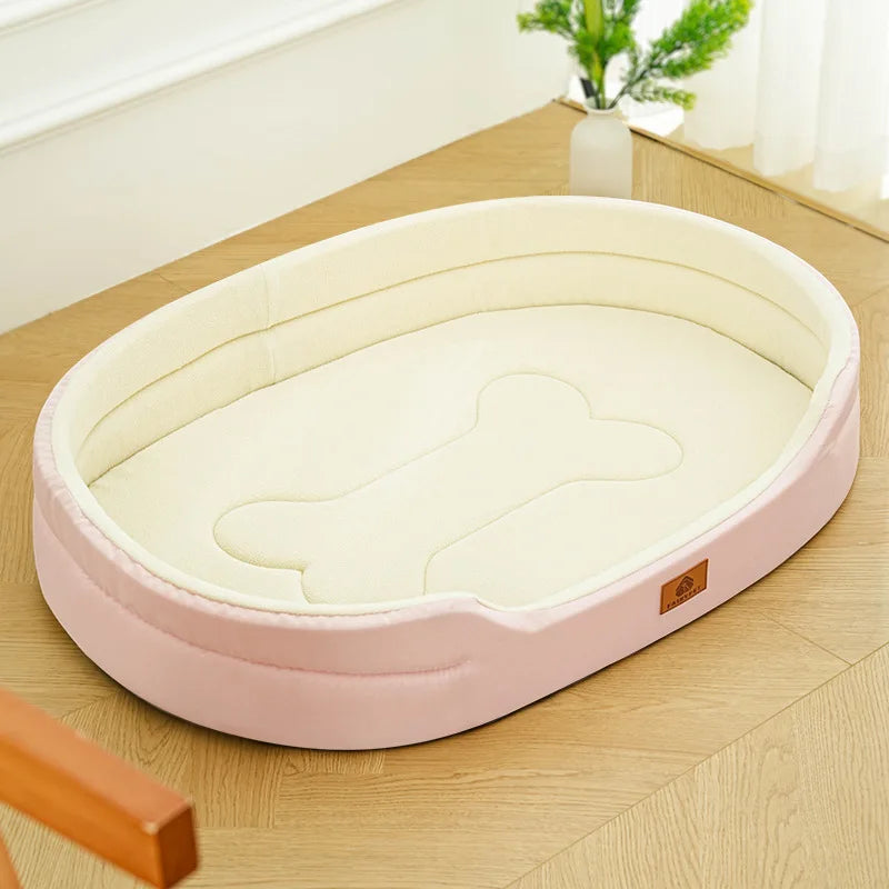 Bite-Resistant Oxford Cloth Dog and Cat Cave Bed Orthopedic Support Bed for Large Dogs Oval Four Seasons Warm Fashionable Modern