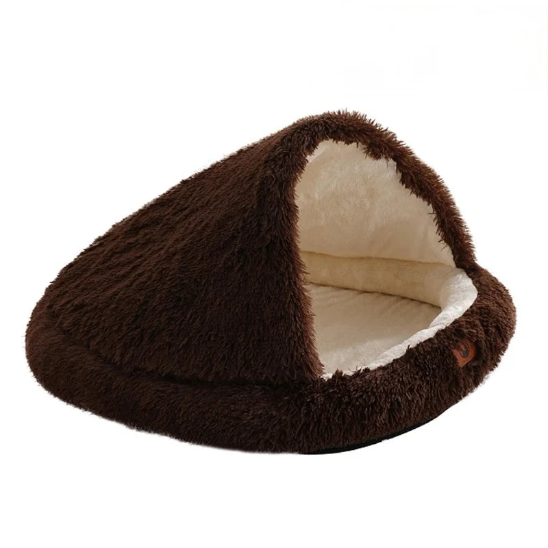 Winter Warmth-Insulating Eco-Friendly Square Fiber Animal Pattern Enclosed Dog Bed with Memory Foam Filling, Hand Washable