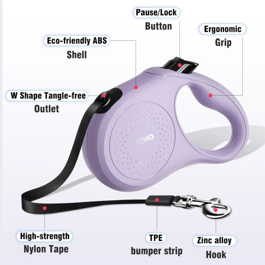 Automatic dog accessories hands-free heavy-duty custom dog lead custom nylon retractable dog leash