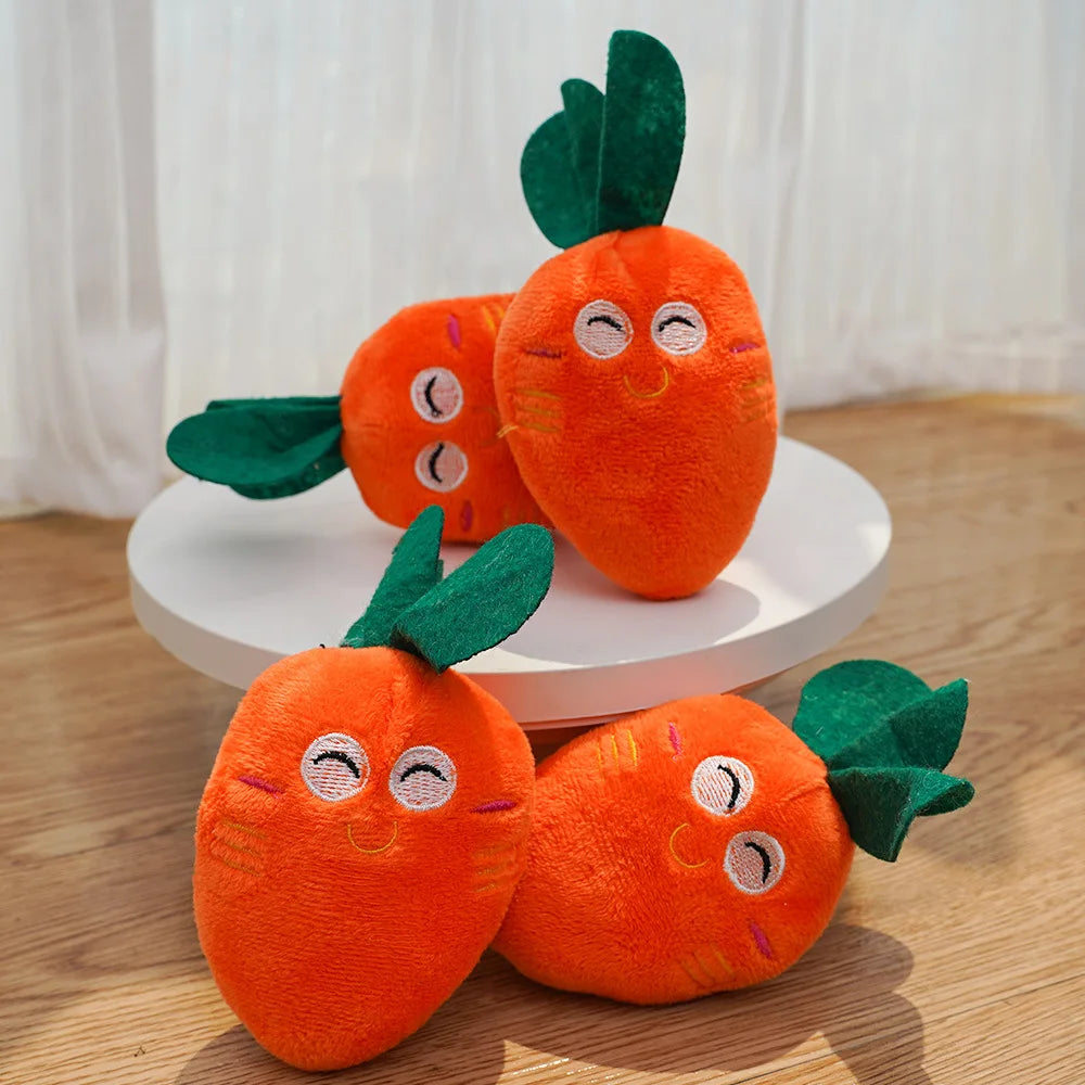 Dog Bone Chicken Leg Fruit Carrot Plush Squeaky Anti-Chew Pet Toys for Dogs and Cats