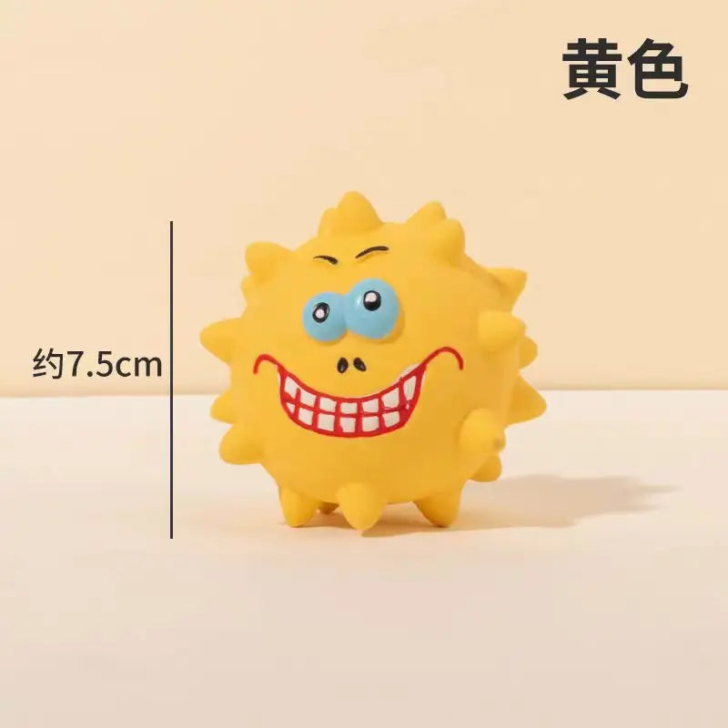 Cute and interesting latex small dog ball chew toy with colorful spikes that squeak