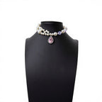 Pearl Crystal Pendant Princess Style Pet Collar Necklace Stretchable Design Suitable for Cats and Dogs - Suitable for All Seasons