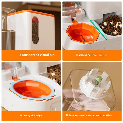 Cat Automatic Feeder and Waterer Portable 2-in-1 Large Capacity Waterproof Indoor/Outdoor Pet Supplies Accessories