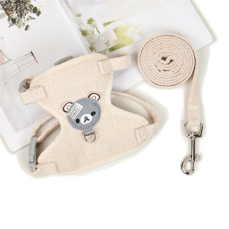 Adjustable vest-style pet harness breathable dog leash set, suitable for small dogs, cats, rabbits