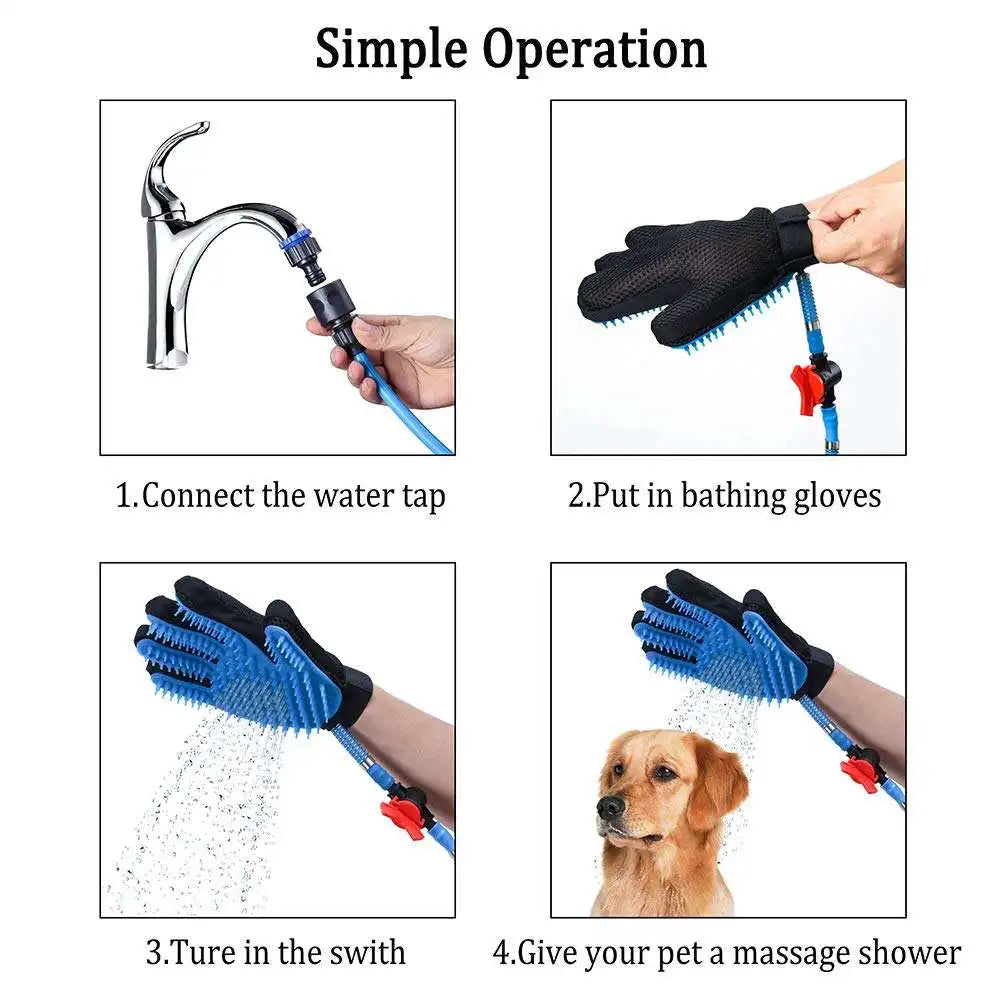 Pet Cleaning and Beauty Tools Dog Cat Massage Shower Sprayer Hair Removal Brush Gloves Silicone Pet Bath and Beauty Gloves
