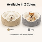 Fan-shaped pet bed with plush long hair artificial fur, comfortable PP cotton filled, removable and washable dog and cat pad