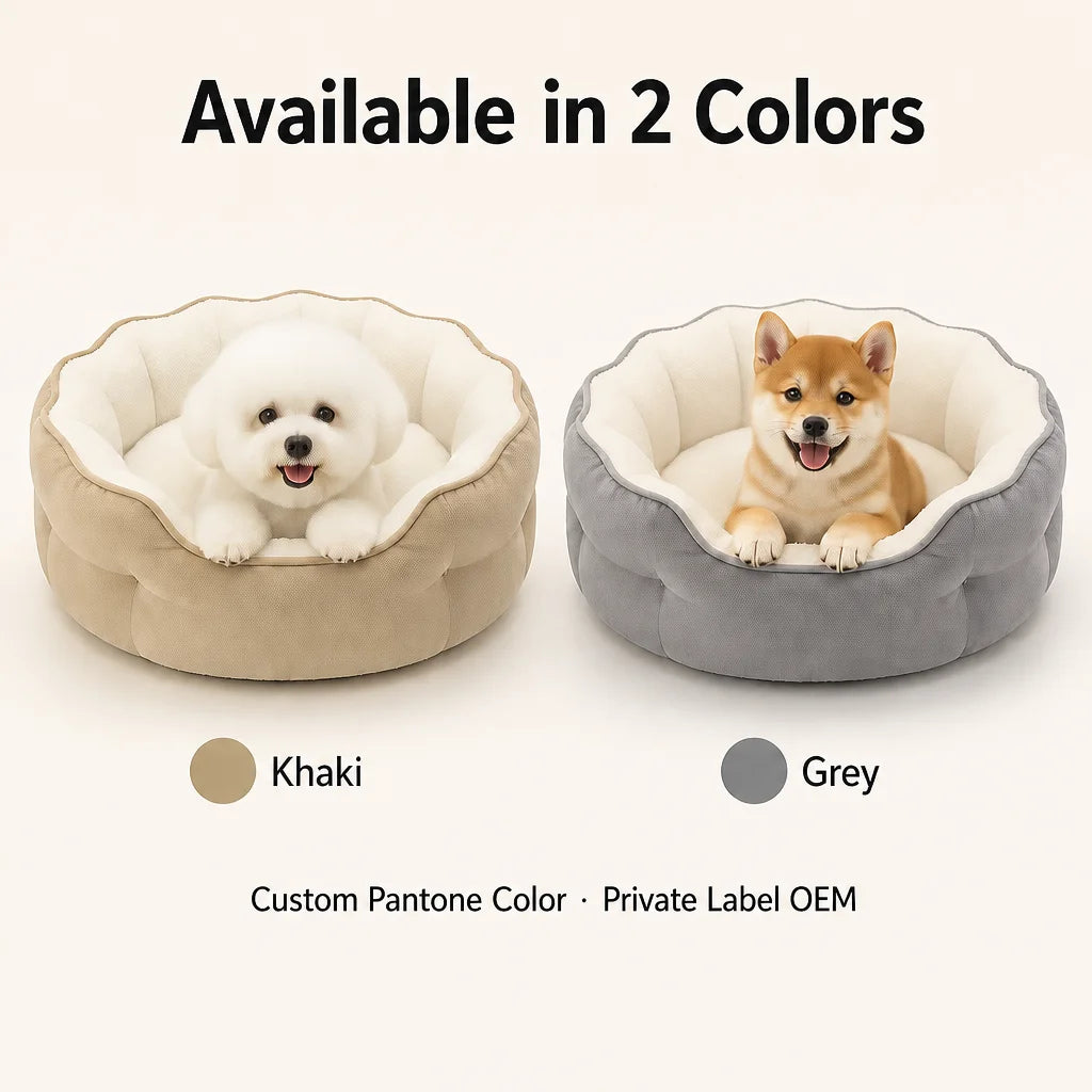 Fan-shaped pet bed with plush long hair artificial fur, comfortable PP cotton filled, removable and washable dog and cat pad