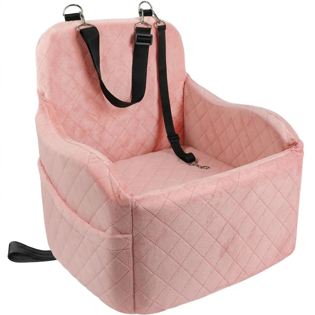 Car Safety Seat for Small Dogs with Storage Bag - Removable, Washable Pet Booster Seat with Seatbelt, Suitable for Travel