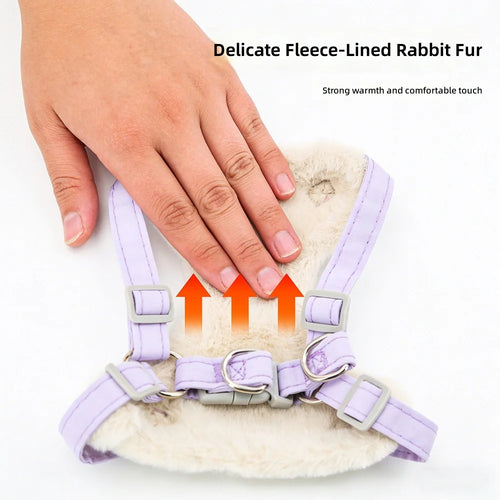 Cat Harness Vest with Wool Lining, Warm Chest Harness, Suitable for Small Puppies and Bichon Frises, Winter Polyester Pet Supplies