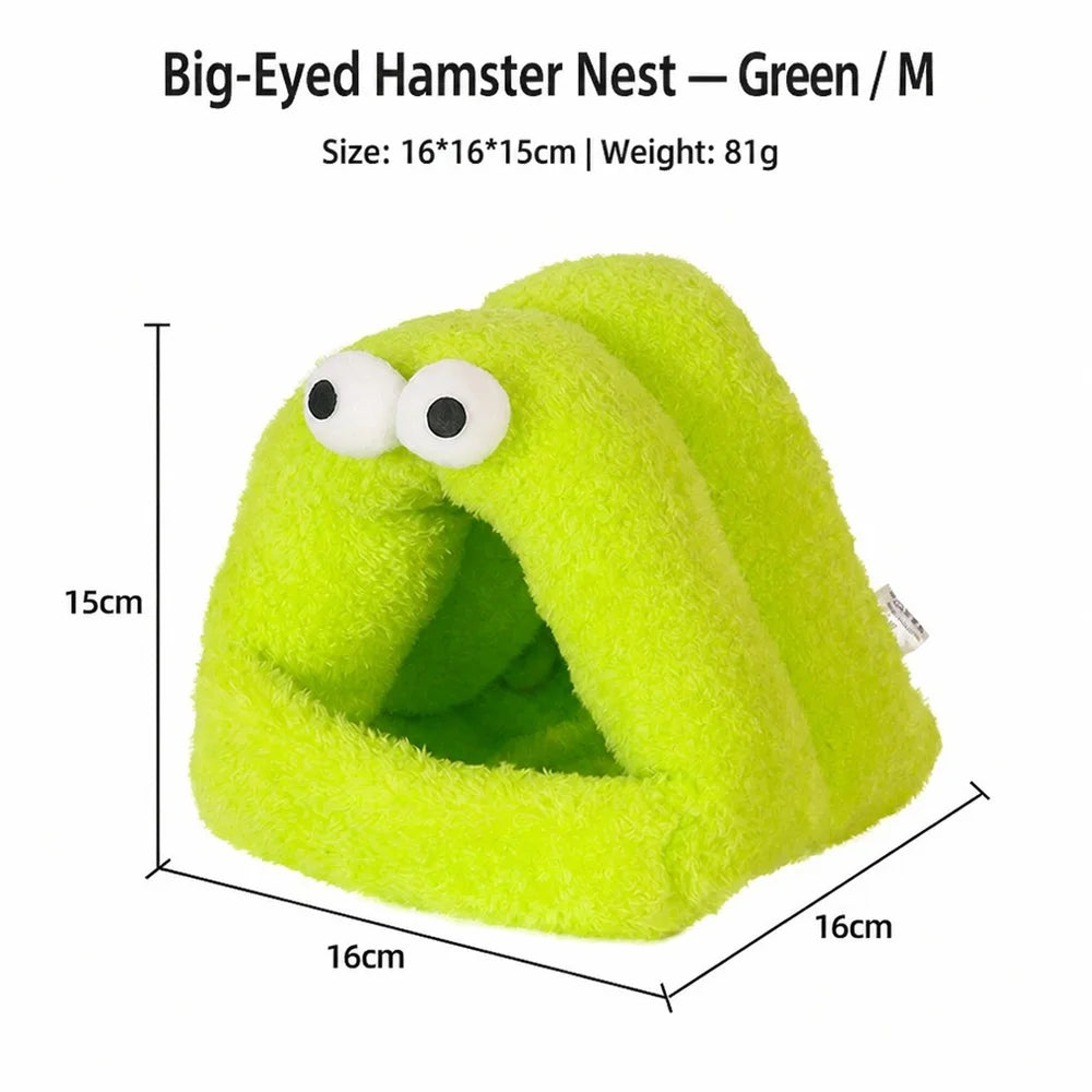 Halloween Monster Style Big-eyed Hamster Nest Winter Warm Fleece Small Pet Bed Pearl Velvet Sleep Cave Suitable for Small Animals