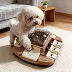 Plastic pet intelligent toy dog food slow feeding bowl, press-type sliding lid, can relieve the boredom of cats and dogs