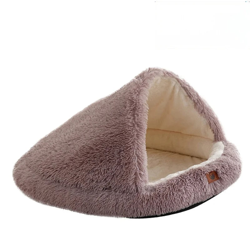 Winter Warmth-Insulating Eco-Friendly Square Fiber Animal Pattern Enclosed Dog Bed with Memory Foam Filling, Hand Washable