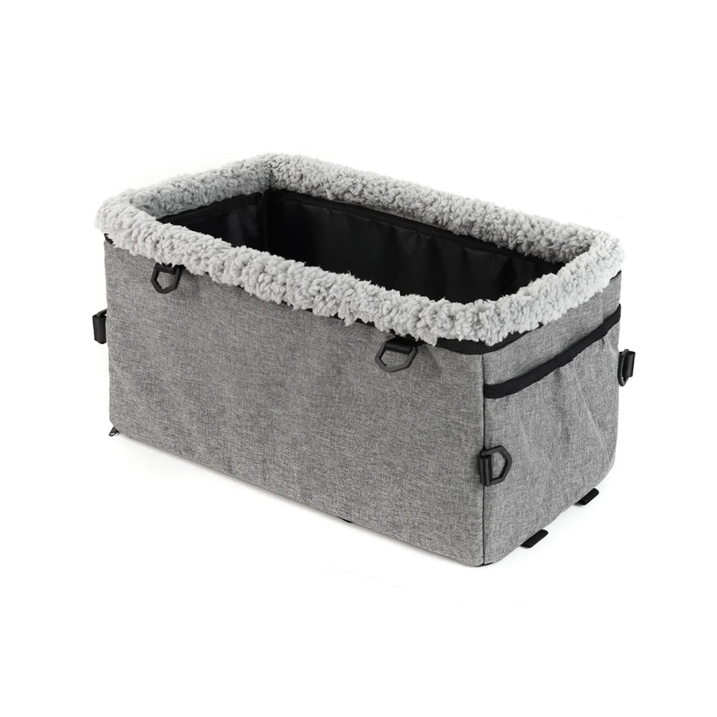 Breathable Adjustable Portable Zip-Up Elevated Seat with Removable Car Center Console Armrest Pet Harness for Small Dogs and Cats