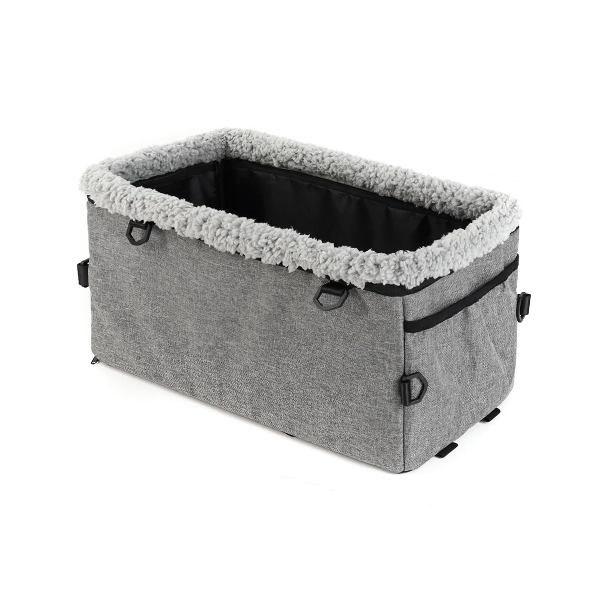 Breathable Adjustable Portable Zip-Up Elevated Seat with Removable Car Center Console Armrest Pet Harness for Small Dogs and Cats