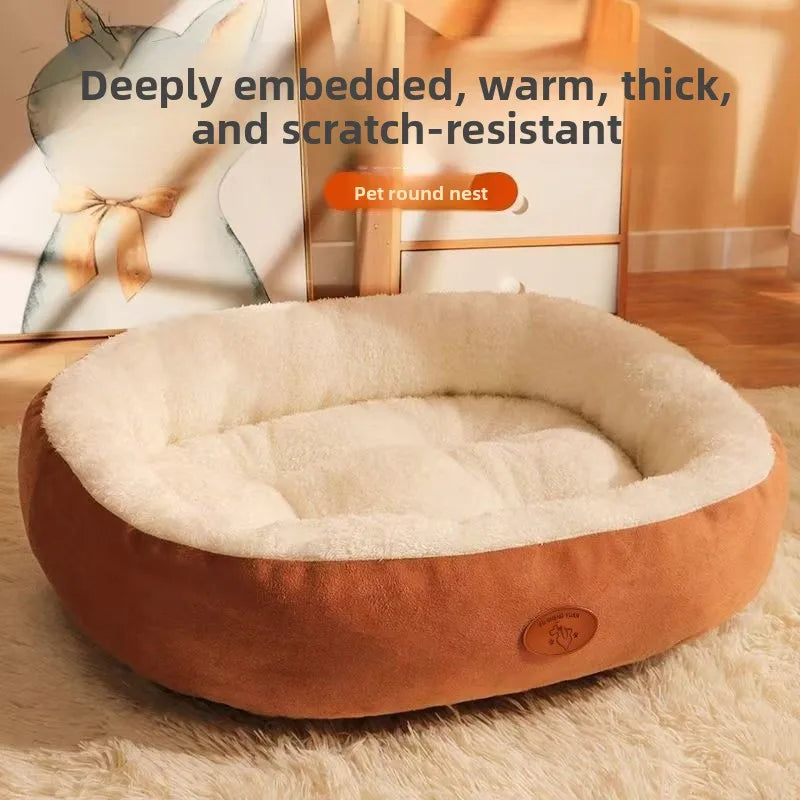 New breathable waterproof oval polyester pet bed, suitable for medium/large dogs and cats, usable all year round, no assembly required