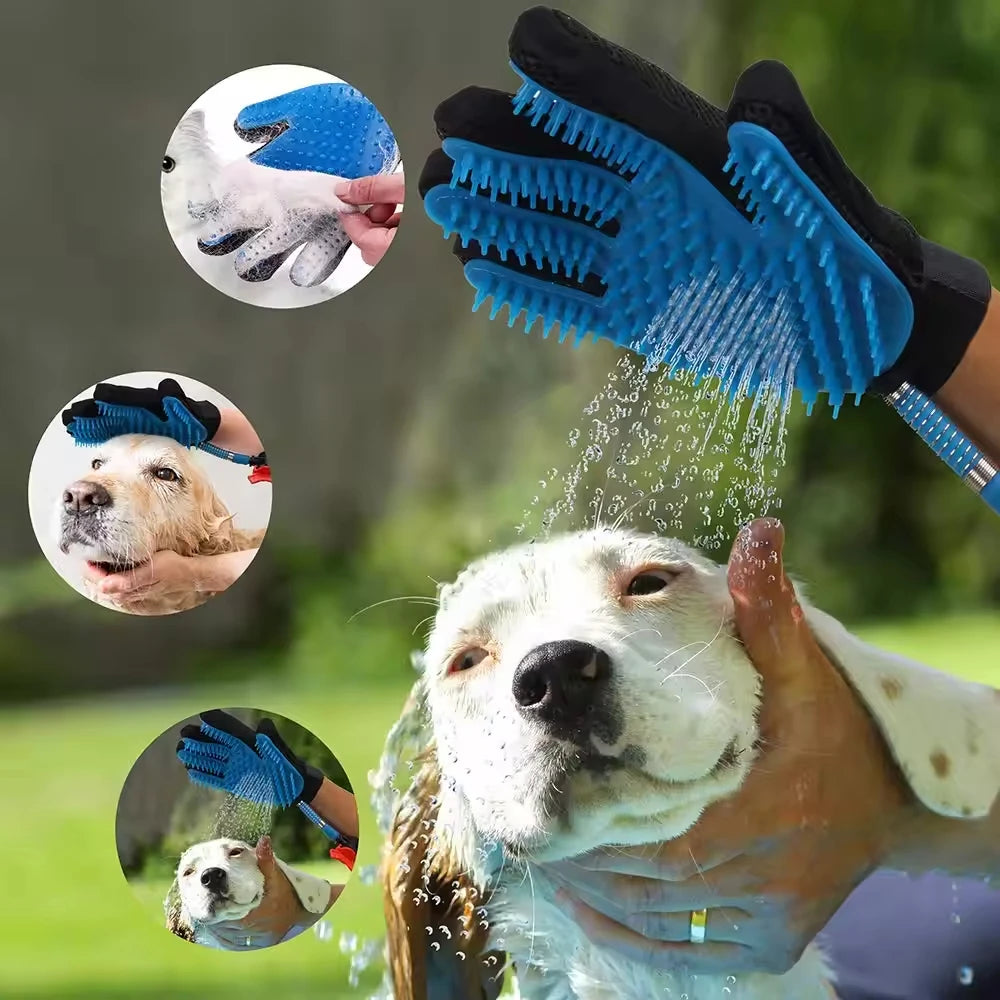Pet Cleaning and Beauty Tools Dog Cat Massage Shower Sprayer Hair Removal Brush Gloves Silicone Pet Bath and Beauty Gloves
