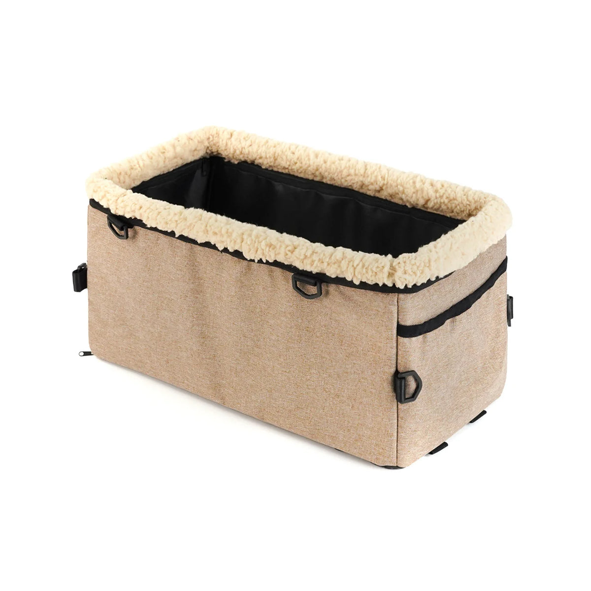 Breathable Adjustable Portable Zip-Up Elevated Seat with Removable Car Center Console Armrest Pet Harness for Small Dogs and Cats